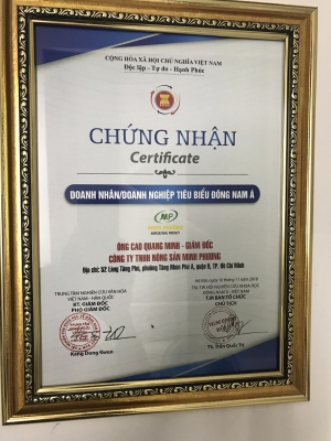 Chứng nhận Doanh Nhân/ Doanh Nghiệp tiêu biểu Đông Nam Á
