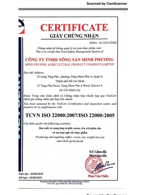 Chứng nhận tiêu chuẩn chất lượng ISO 22.000